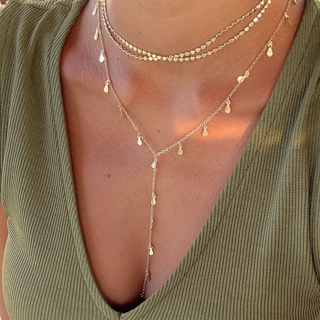 Y-Shaped Necklace with Teardrops