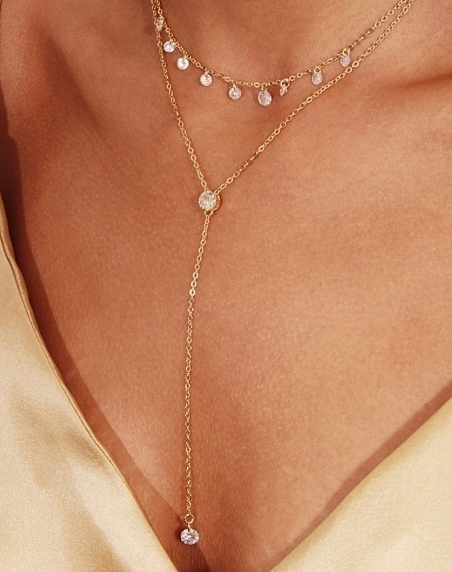 Sparkly Tie Necklace in Gold