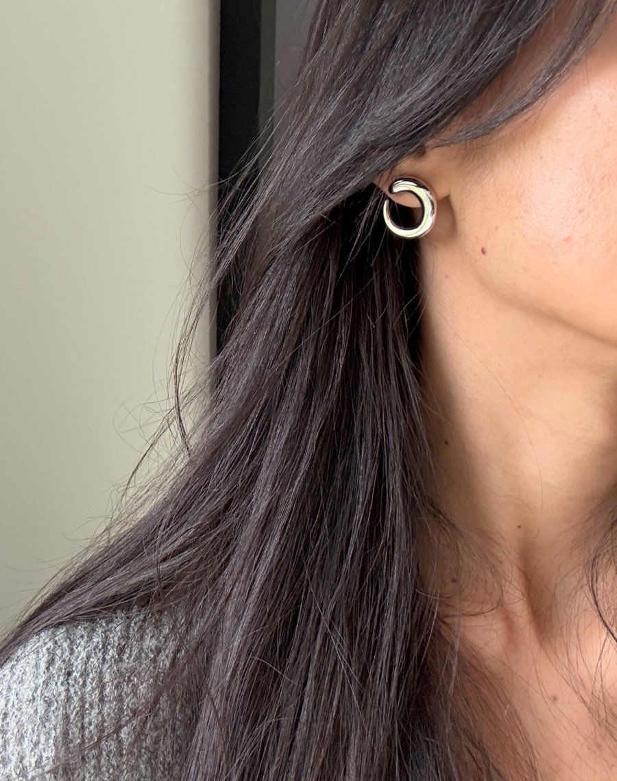 Smooth Circle Earrings in Silver