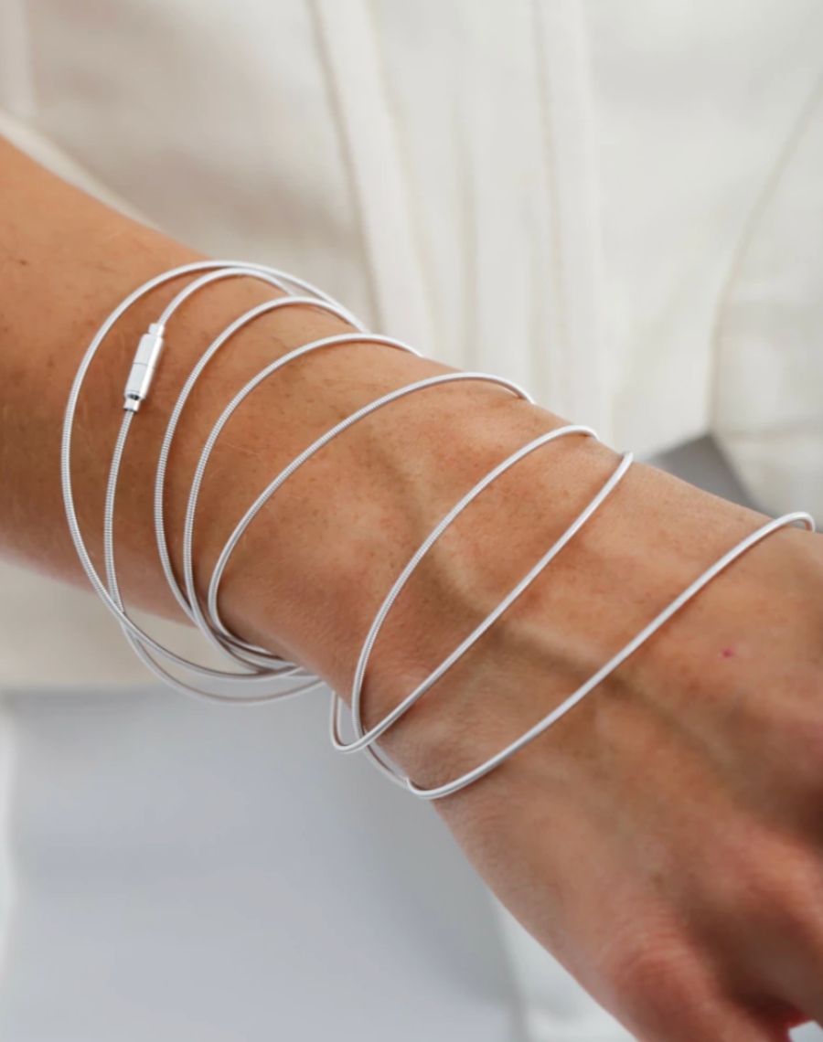 Guitar String Bracelet with Magnet Clasp in Silver