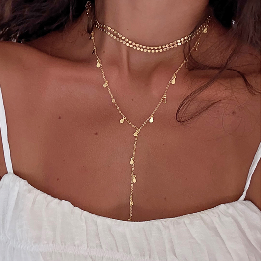 Y-Shaped Necklace with Teardrops