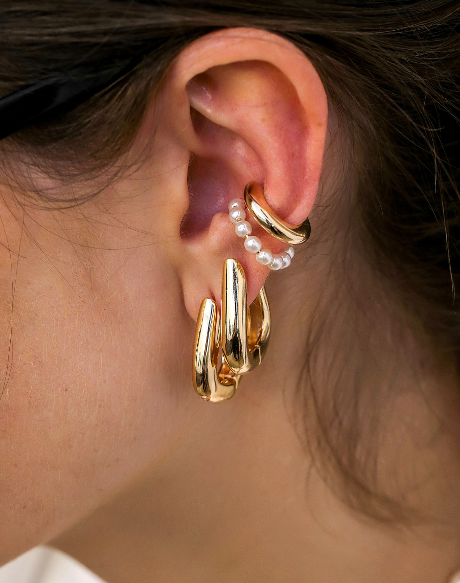 Smooth Drop Hoop Earrings