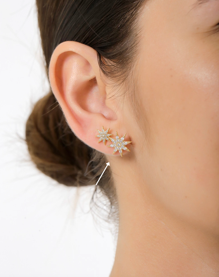 Medium Sparkly Star Stud Earrings in Gold