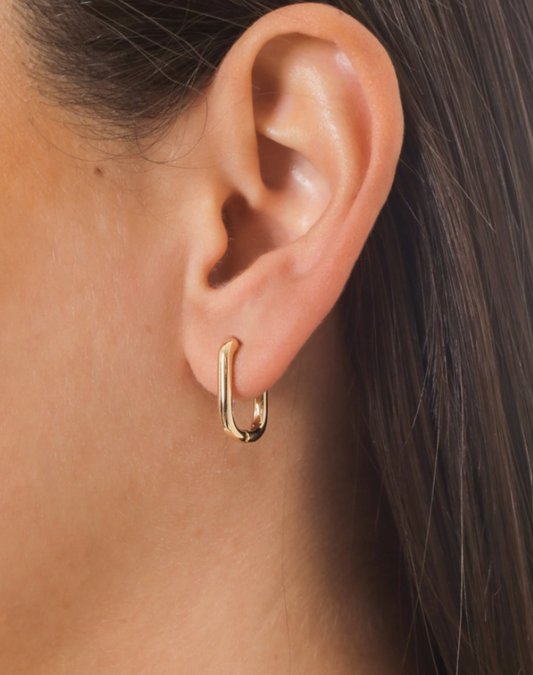 Oval Hoop Earrings in Gold