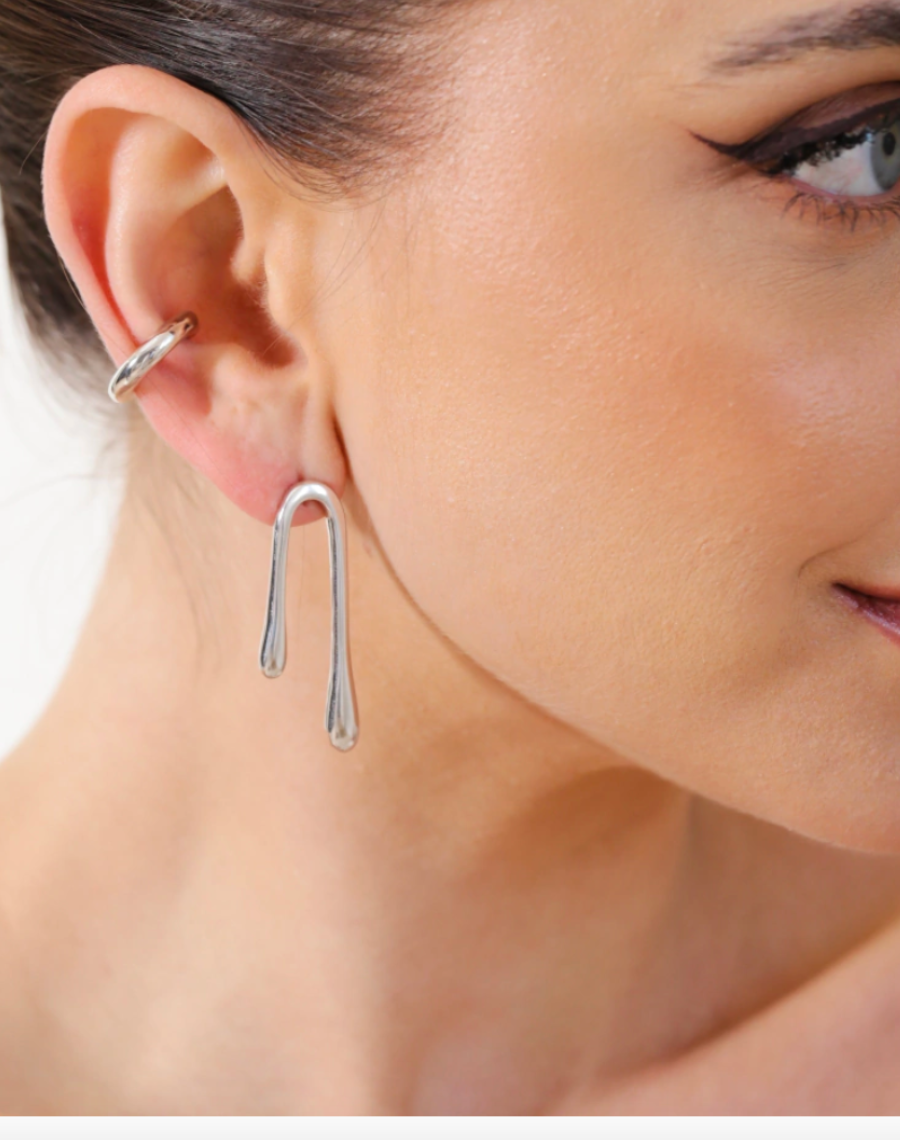 Asymmetric Drop Earrings in Silver